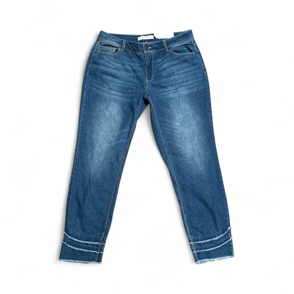 Cato Jegging Ankle Mid Rise Stylish Blue Cropped Jeans with Hem Detail Size 12